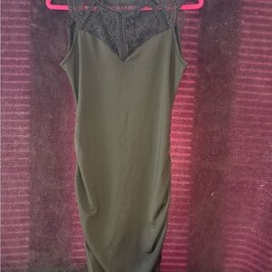 SHEIN Olive Green Lace Midi Dress